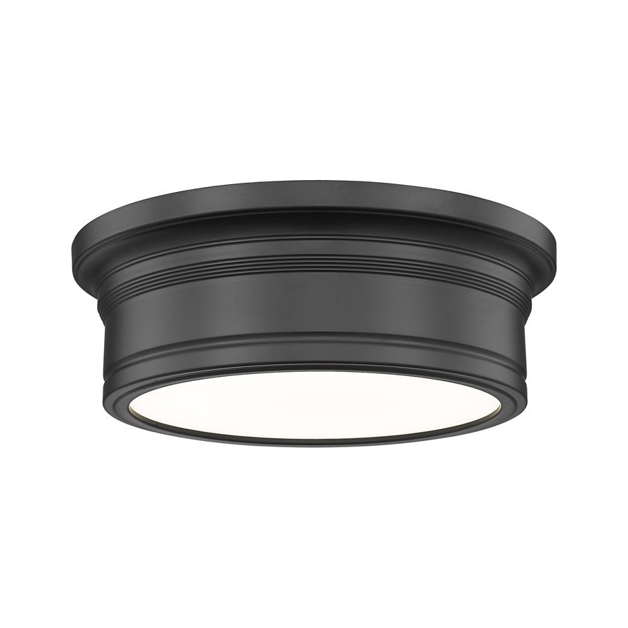 Z-Lite Bentley 1 Light 12" Flush Mount, Matte Black/White - 7702F12-MB-LED