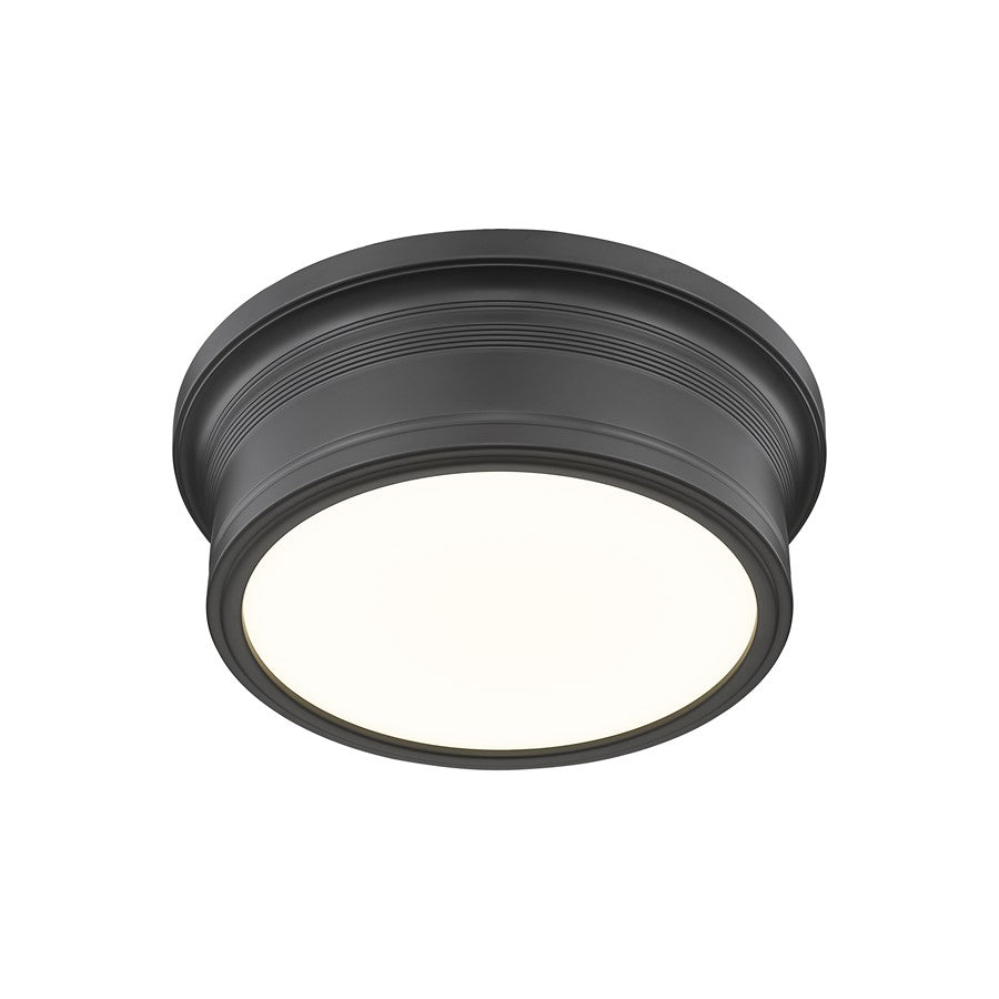 Z-Lite Bentley 1 Light 12" Flush Mount, Matte Black/White