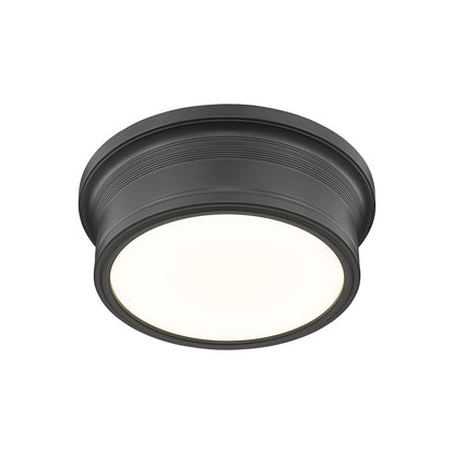 Z-Lite Bentley 1 Light 12" Flush Mount, Matte Black/White