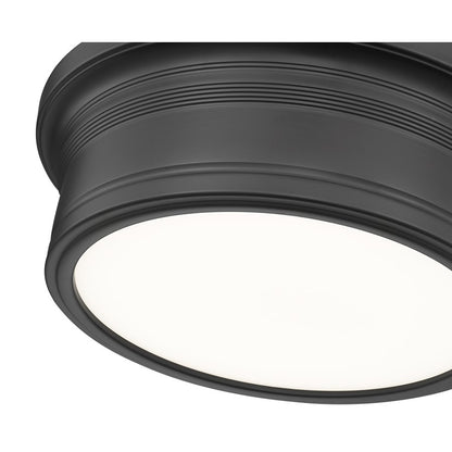 Z-Lite Bentley 1 Light 12" Flush Mount, Matte Black/White