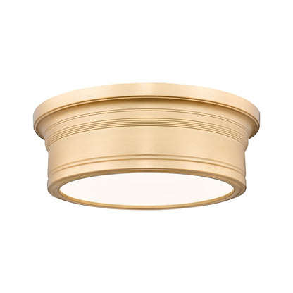Z-Lite Bentley 1 Light 12" Flush Mount, Modern Gold/White - 7702F12-MGLD-LED