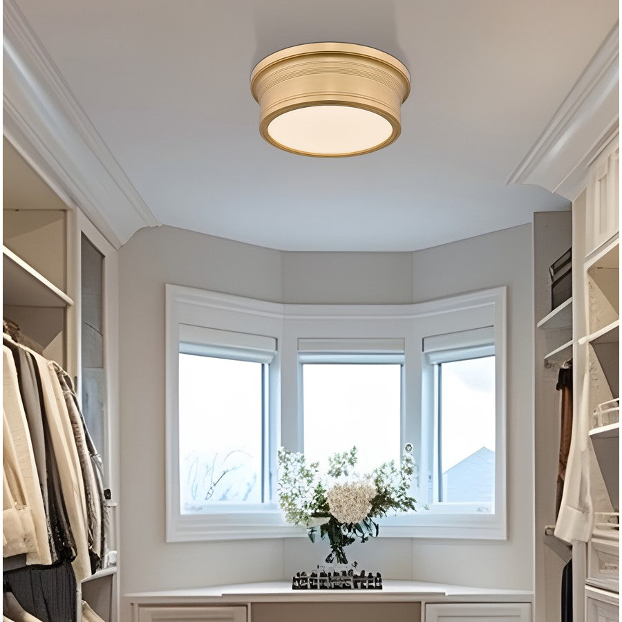 Z-Lite Bentley 1 Light 12" Flush Mount, Modern Gold/White