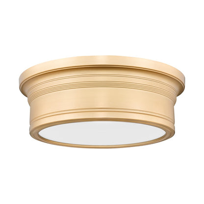 Z-Lite Bentley 1 Light 12" Flush Mount, Modern Gold/White