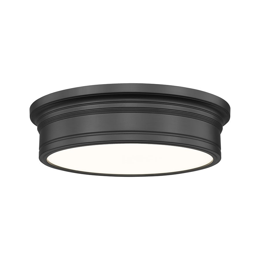Z-Lite Bentley 1 Light 16"Flush Mount, Matte Black/White - 7702F16-MB-LED