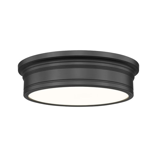 Z-Lite Bentley 1 Light 16"Flush Mount, Matte Black/White - 7702F16-MB-LED