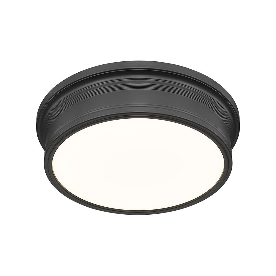 Z-Lite Bentley 1 Light 16"Flush Mount, Matte Black/White