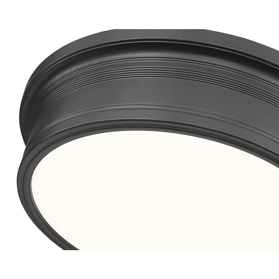 Z-Lite Bentley 1 Light 16"Flush Mount, Matte Black/White