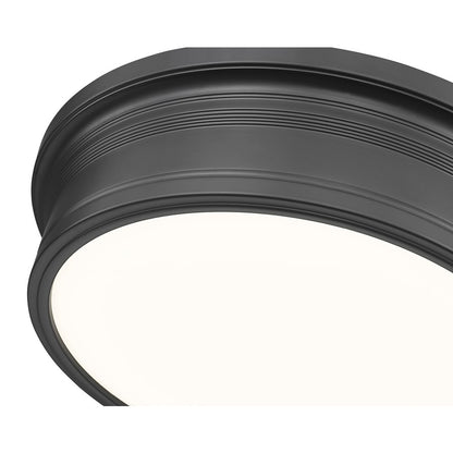 Z-Lite Bentley 1 Light 16"Flush Mount, Matte Black/White