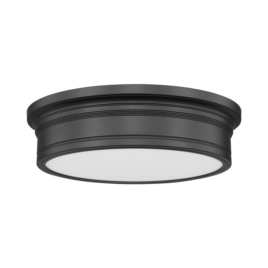 Z-Lite Bentley 1 Light 16"Flush Mount, Matte Black/White