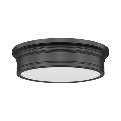 Z-Lite Bentley 1 Light 16"Flush Mount, Matte Black/White