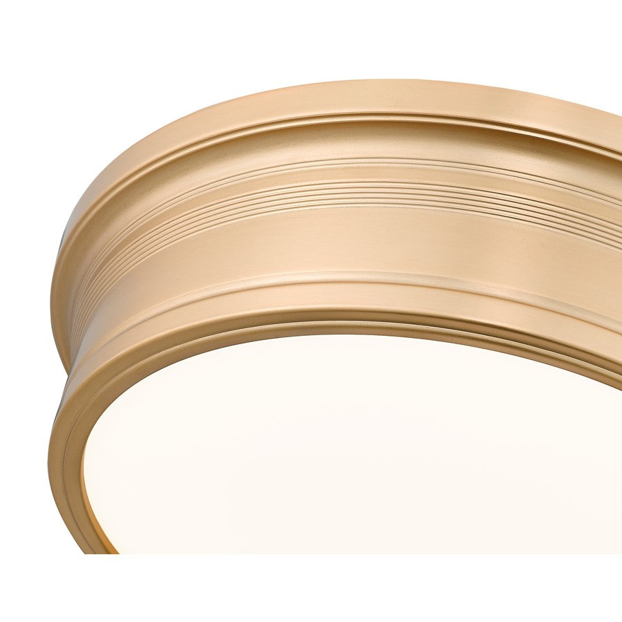 Z-Lite Bentley 1 Light 16" Flush Mount, Modern Gold/White