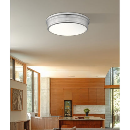 Z-Lite Bentley 1 Light 20" Flush Mount, Brushed Nickel/White
