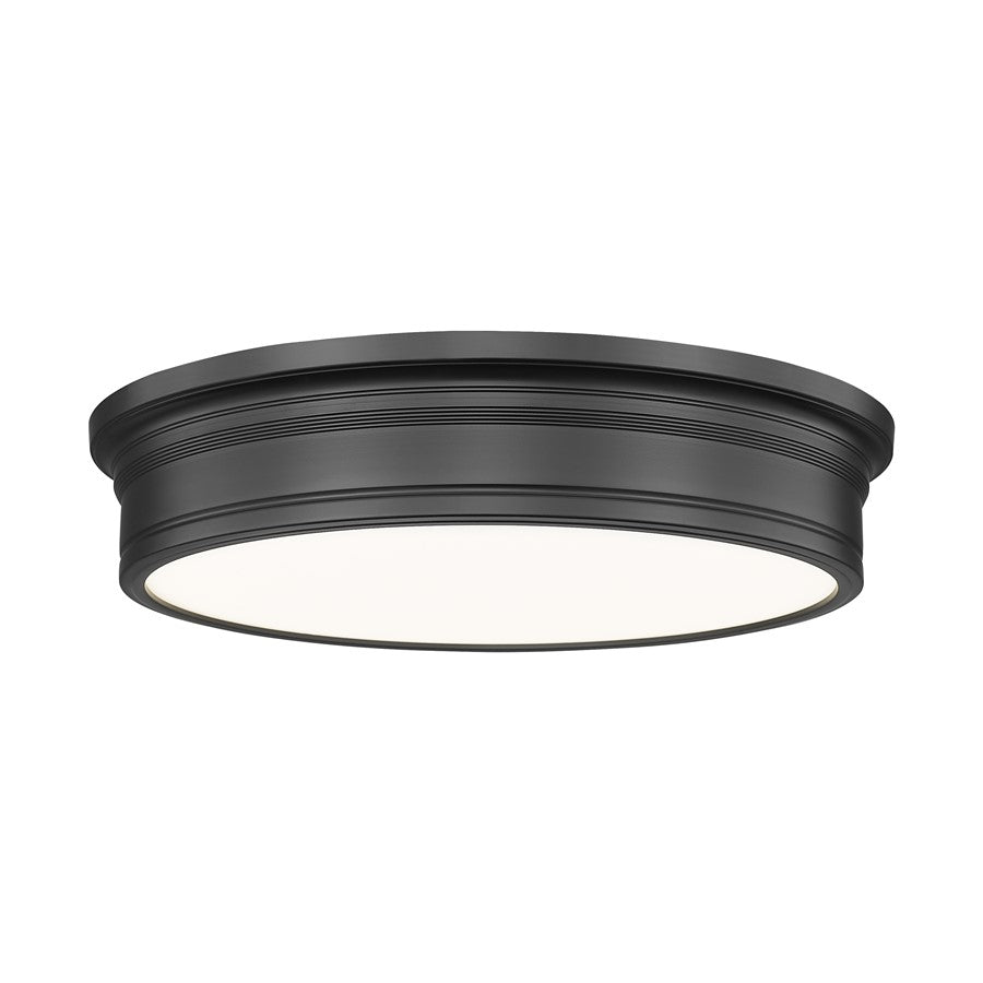 Z-Lite Bentley 1 Light 20" Flush Mount, Matte Black/White - 7702F20-MB-LED