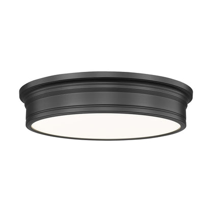 Z-Lite Bentley 1 Light 20" Flush Mount, Matte Black/White - 7702F20-MB-LED