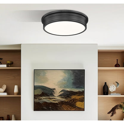 Z-Lite Bentley 1 Light 20" Flush Mount, Matte Black/White