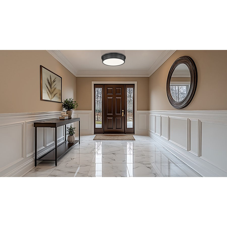 Z-Lite Bentley 1 Light 20" Flush Mount, Matte Black/White