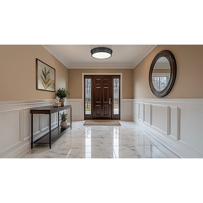 Z-Lite Bentley 1 Light 20" Flush Mount, Matte Black/White