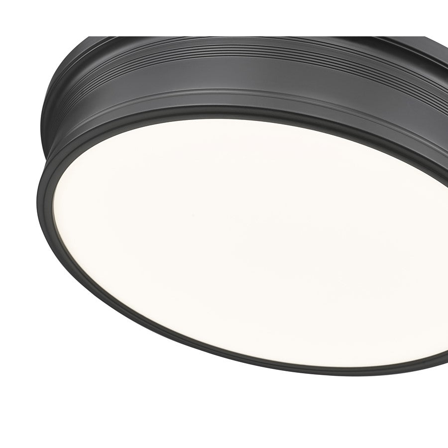 Z-Lite Bentley 1 Light 20" Flush Mount, Matte Black/White