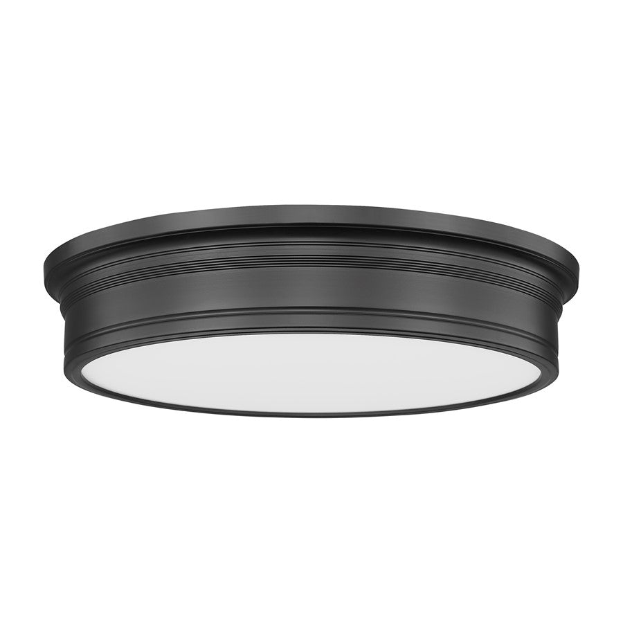 Z-Lite Bentley 1 Light 20" Flush Mount, Matte Black/White