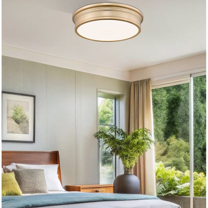 Z-Lite Bentley 1 Light 20" Flush Mount, Modern Gold/White