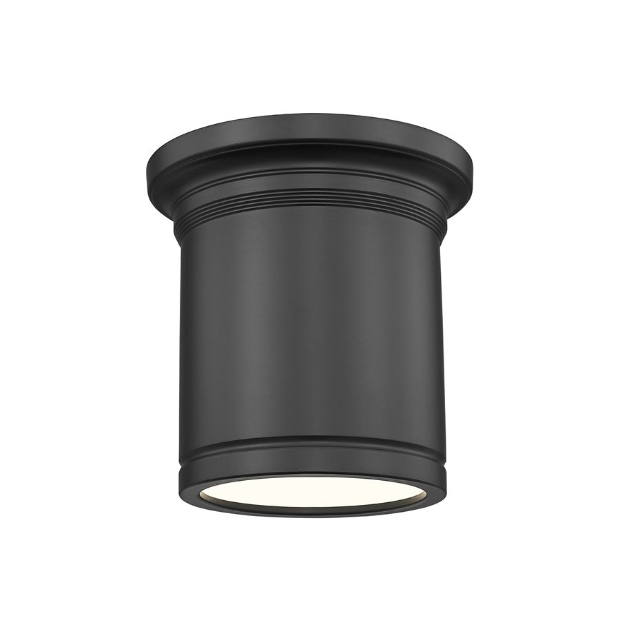 Z-Lite Bentley 1 Light 8" Flush Mount, Matte Black/White - 7702F8-MB-LED