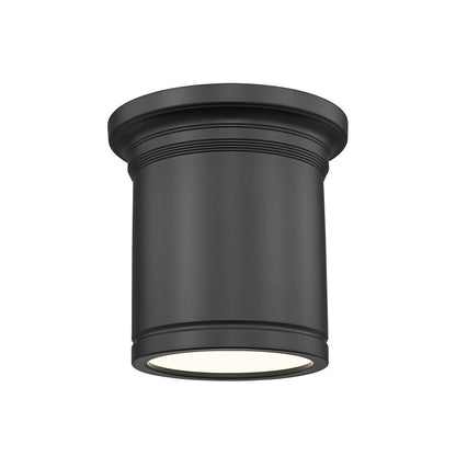 Z-Lite Bentley 1 Light 8" Flush Mount, Matte Black/White - 7702F8-MB-LED