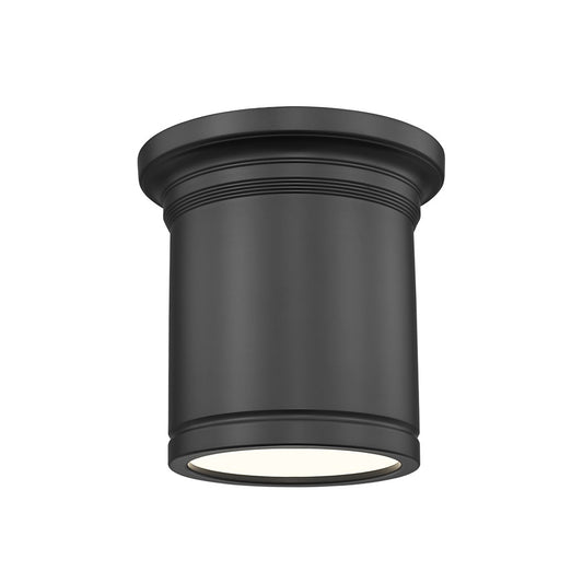 Z-Lite Bentley 1 Light 8" Flush Mount, Matte Black/White - 7702F8-MB-LED