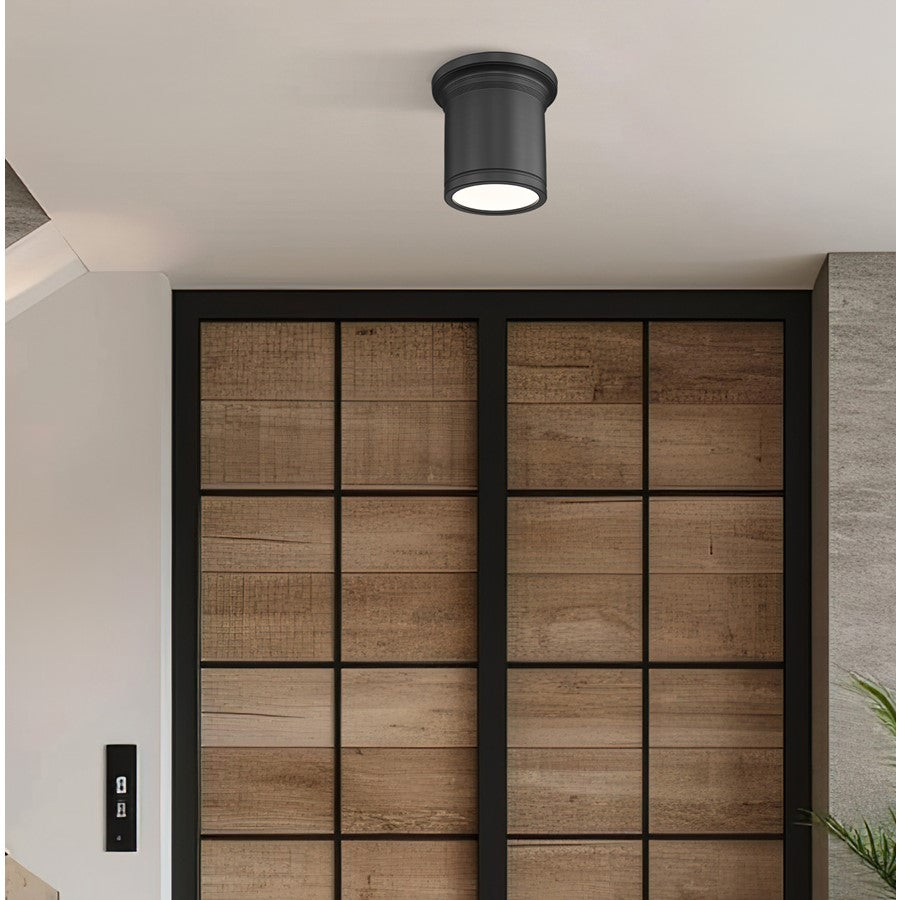 Z-Lite Bentley 1 Light 8" Flush Mount, Matte Black/White