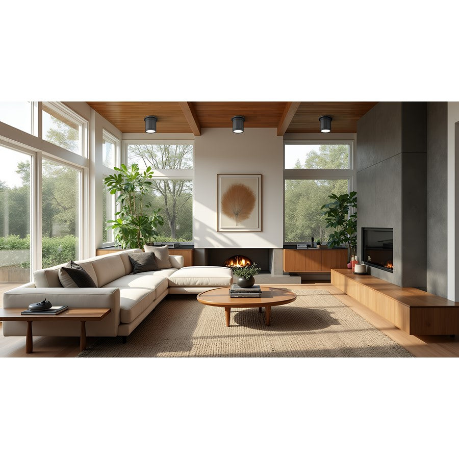 Z-Lite Bentley 1 Light 8" Flush Mount, Matte Black/White