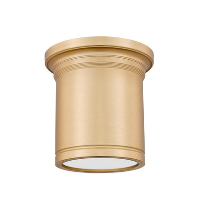 Z-Lite Bentley 1 Light 8" Flush Mount, Modern Gold/White