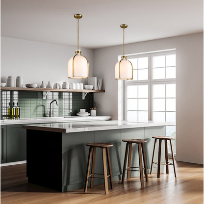 1 Light Chandelier, White Opal