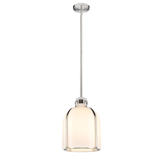 Z-Lite Pearson 10in 1-Light Chandelier | Transitional Brushed Nickel Steel and White Opal Glass | Dining Room & Foyer | 10 x 10 x 14 in | Model 818-9BN