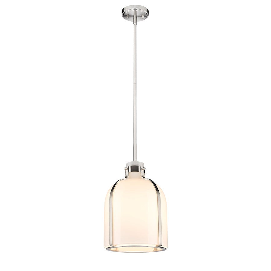 Z-Lite Pearson 12.25in 1-Light Chandelier | Rubbed Brass Steel and White Opal Glass | Dining Room & Entryway | Model 818-12RB