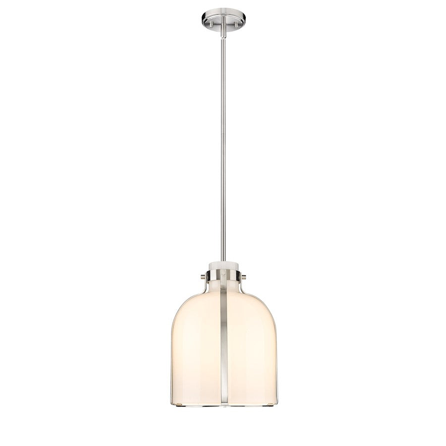 Z-Lite Pearson 12.25in 1-Light Chandelier | Rubbed Brass Steel and White Opal Glass | Dining Room & Entryway | Model 818-12RB