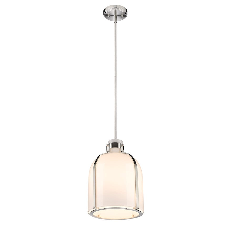 Z-Lite Pearson 12.25in 1-Light Chandelier | Rubbed Brass Steel and White Opal Glass | Dining Room & Entryway | Model 818-12RB