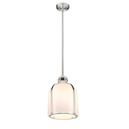 Z-Lite Pearson 12.25in 1-Light Chandelier | Rubbed Brass Steel and White Opal Glass | Dining Room & Entryway | Model 818-12RB