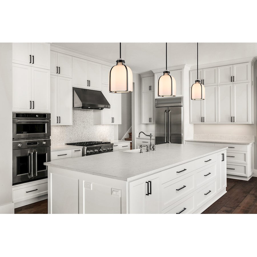 1 Light Chandelier, White Opal