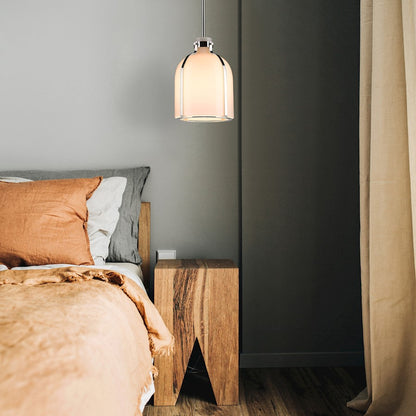 1 Light Chandelier, White Opal