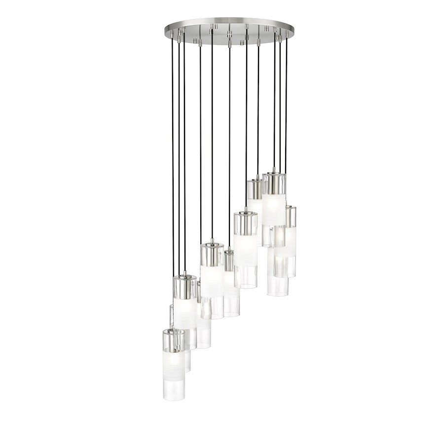 11 Light Chandelier, Brushed Nickel
