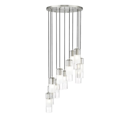 11 Light Chandelier, Brushed Nickel
