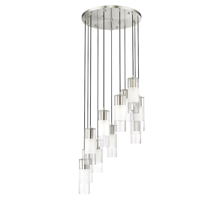11 Light Chandelier, Brushed Nickel