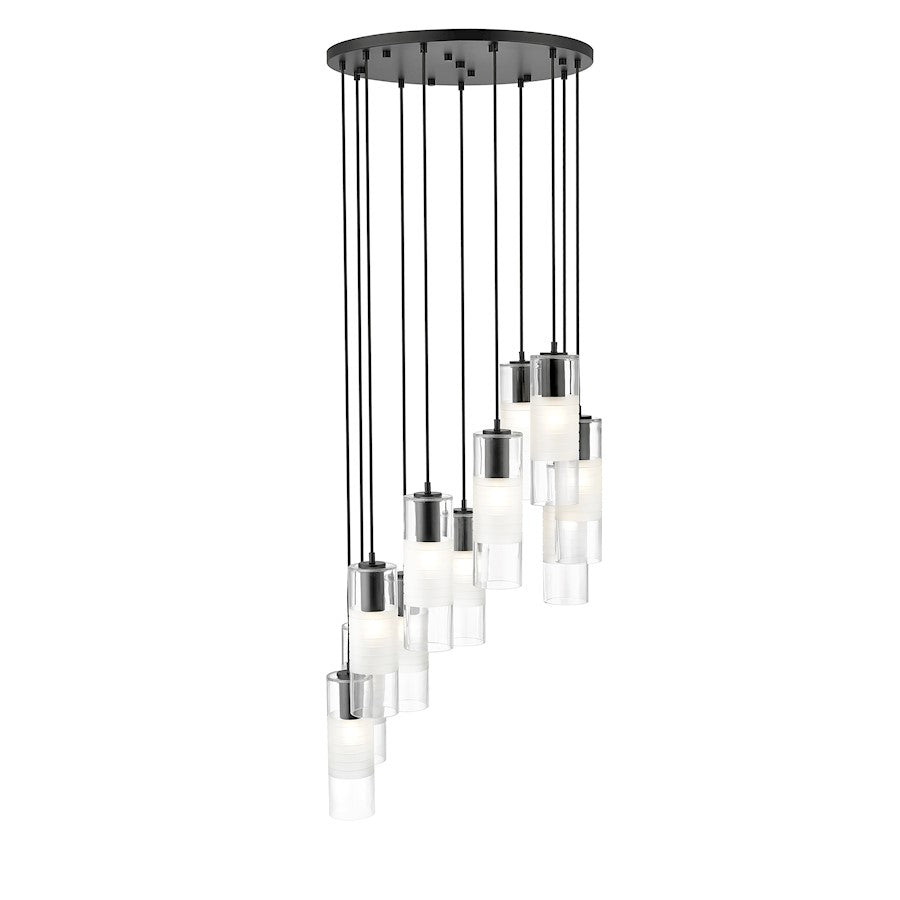 11 Light Chandelier, Matte Black