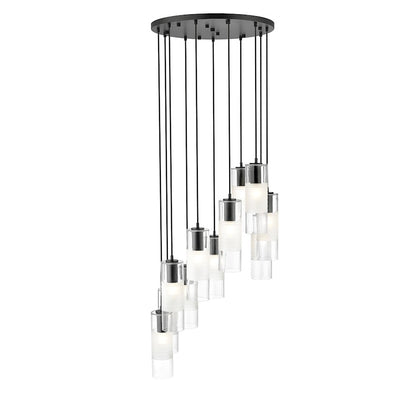 11 Light Chandelier, Matte Black