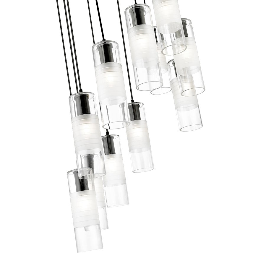 11 Light Chandelier, Matte Black