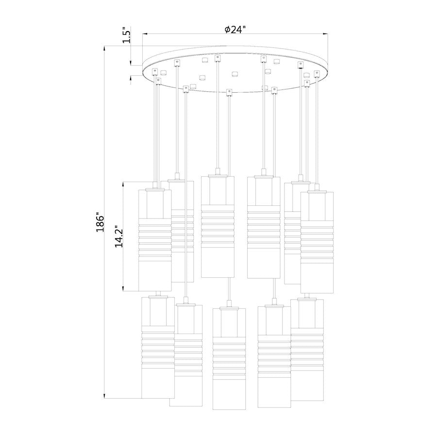 11 Light Chandelier, Matte Black