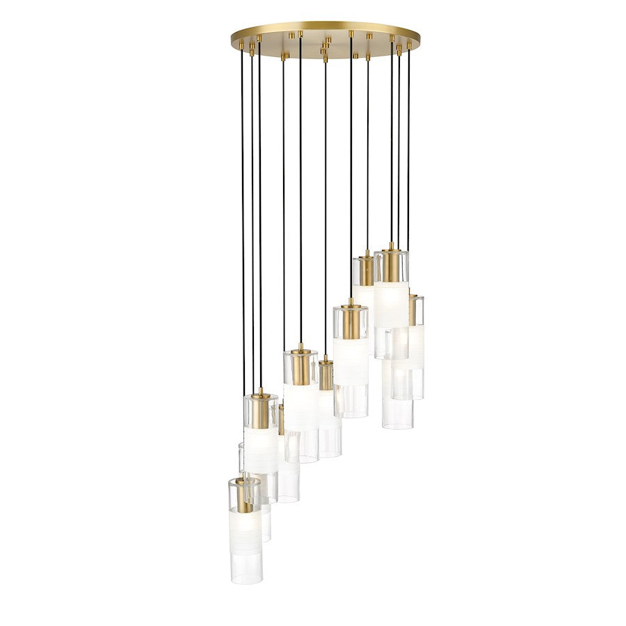11 Light Chandelier, Modern Gold