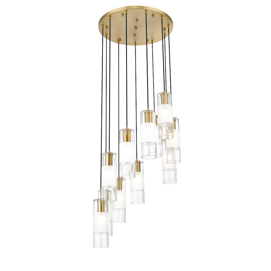 11 Light Chandelier, Modern Gold
