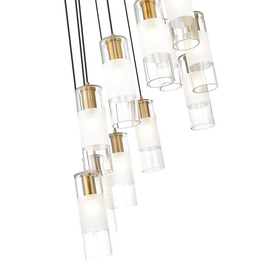 11 Light Chandelier, Modern Gold