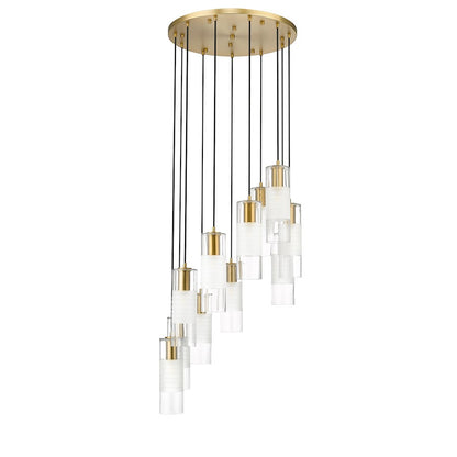 11 Light Chandelier, Modern Gold