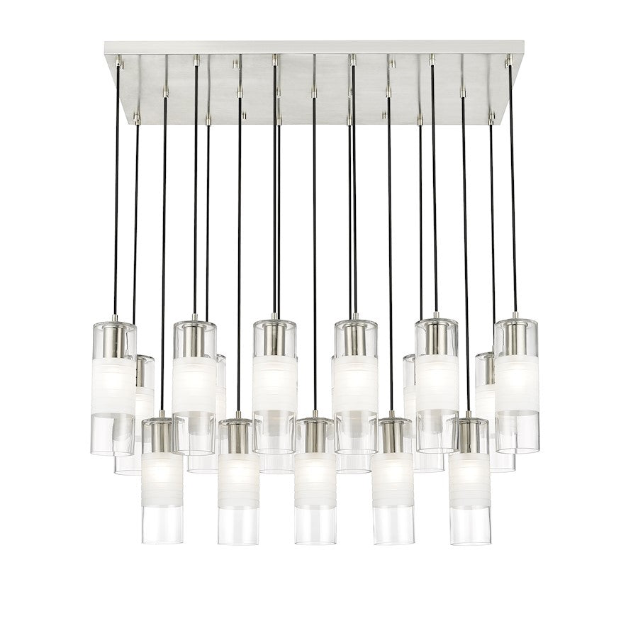 17 Light Linear Chandelier, Nickel